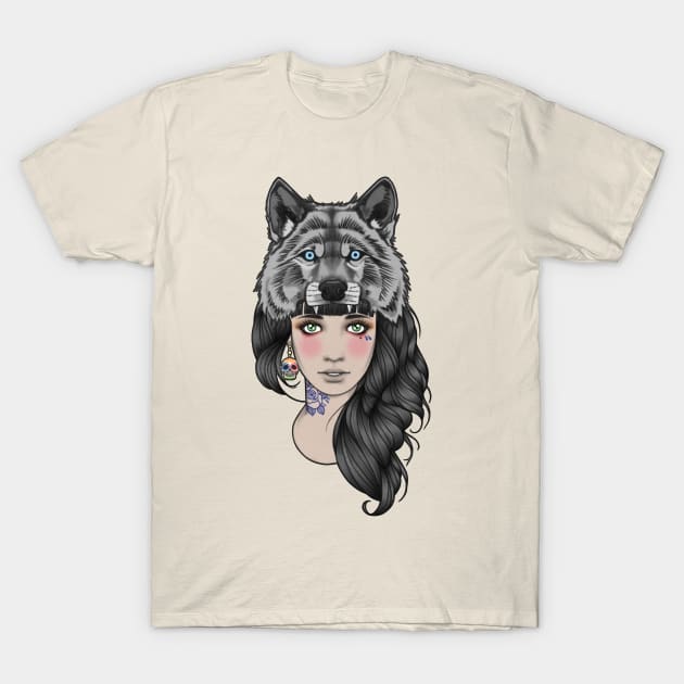 Wolf Girl T-Shirt by RikLeeIllustration